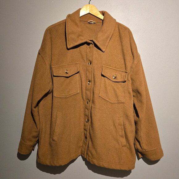 Vintage 90s a.n.a Brown Wool Blend Shacket Size XXL (fits like Men's M/L) - Picture 1 of 9